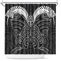 Kia Kaha Te Reo Maori Shower Curtain Aotearoa Hei Tiki With Hongi