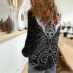 Kia Kaha Te Reo Maori Women Casual Shirt Aotearoa Hei Tiki With Hongi