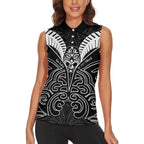 Kia Kaha Te Reo Maori Women Sleeveless Polo Shirt Aotearoa Hei Tiki With Hongi