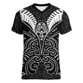 Kia Kaha Te Reo Maori Women V-Neck T-Shirt Aotearoa Hei Tiki With Hongi