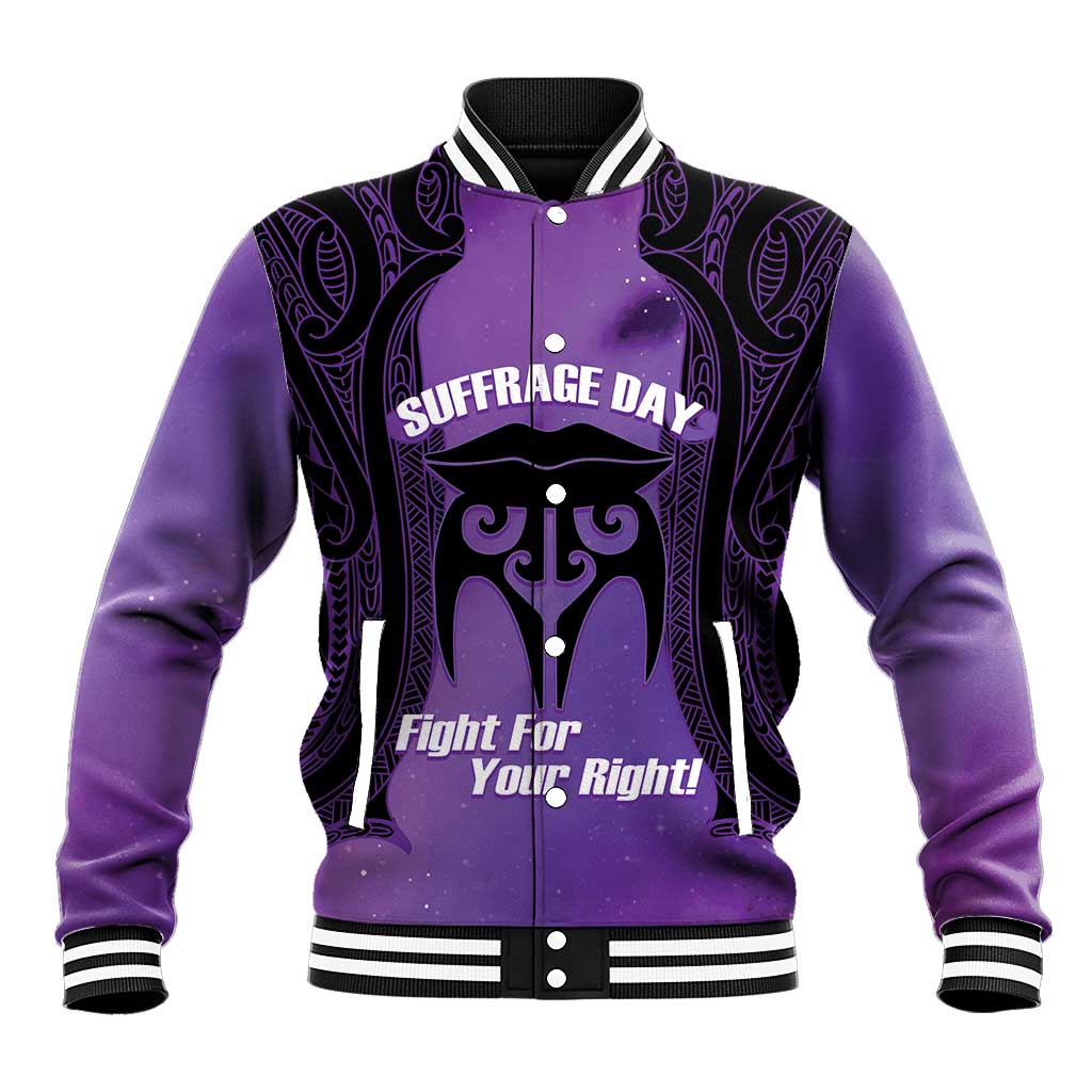 Personalised New Zealand Suffrage Day Baseball Jacket Maori Tattoo Galaxy Vibe - Aussie Hoodie