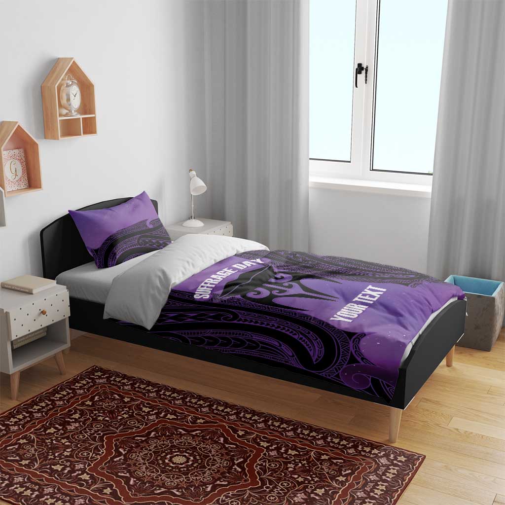 Personalised New Zealand Suffrage Day Bedding Set Maori Tattoo Galaxy Vibe - Aussie Hoodie