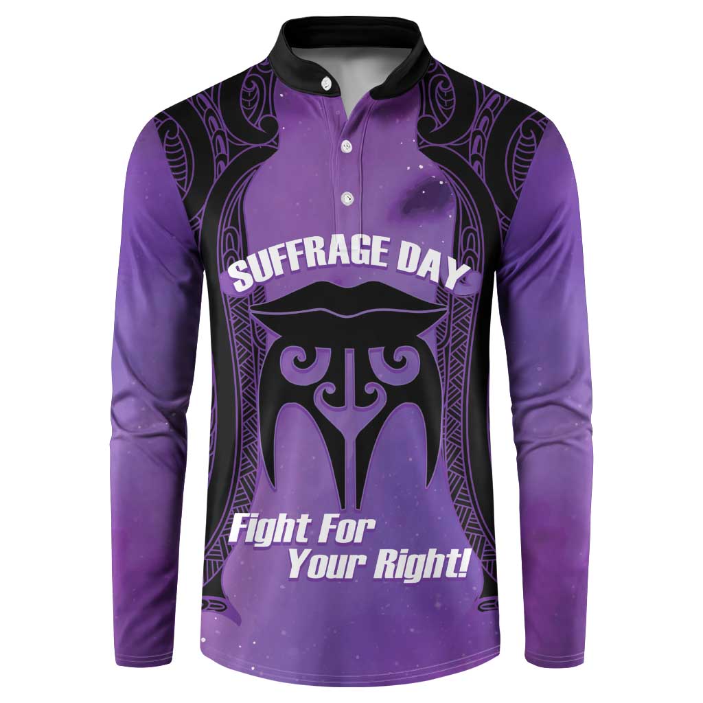 Personalised New Zealand Suffrage Day Button Sweatshirt Maori Tattoo Galaxy Vibe - Aussie Hoodie