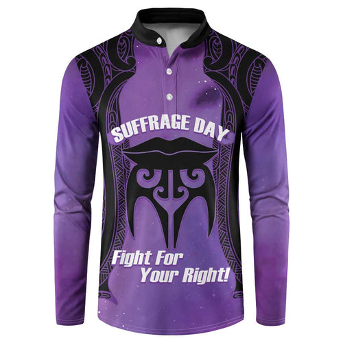 Personalised New Zealand Suffrage Day Button Sweatshirt Maori Tattoo Galaxy Vibe - Aussie Hoodie