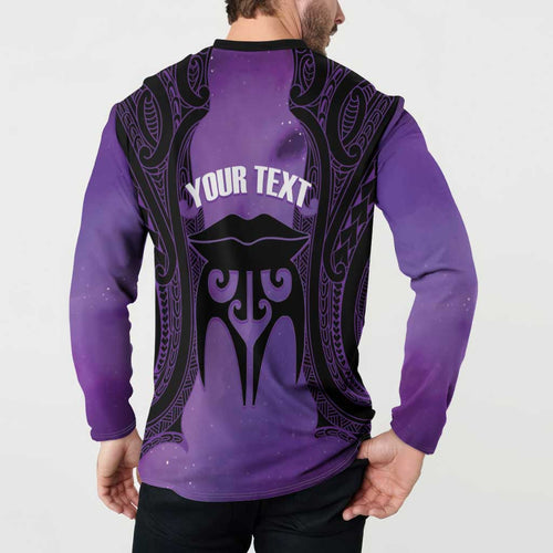 Personalised New Zealand Suffrage Day Button Sweatshirt Maori Tattoo Galaxy Vibe - Aussie Hoodie