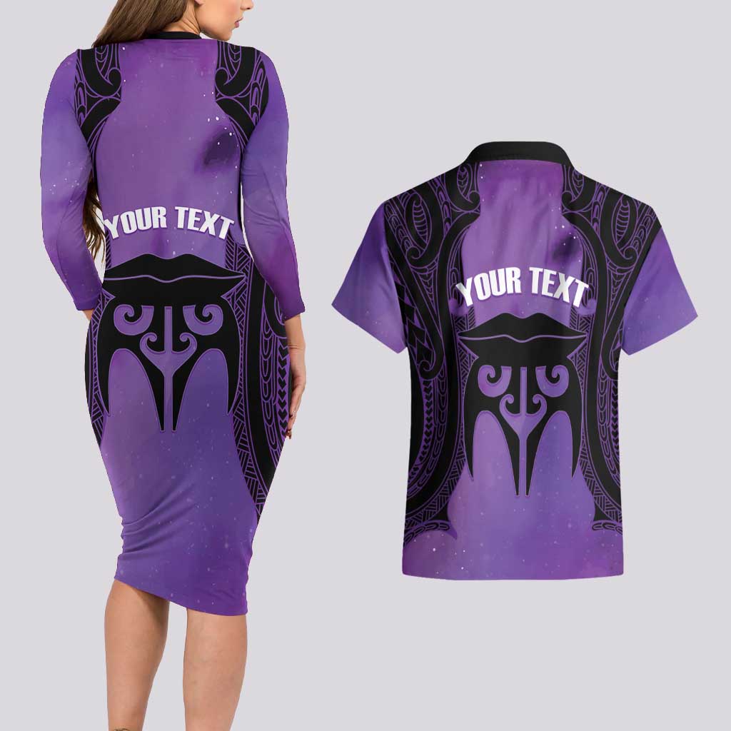 Personalised New Zealand Suffrage Day Couples Matching Long Sleeve Bodycon Dress and Hawaiian Shirt Maori Tattoo Galaxy Vibe - Aussie Hoodie