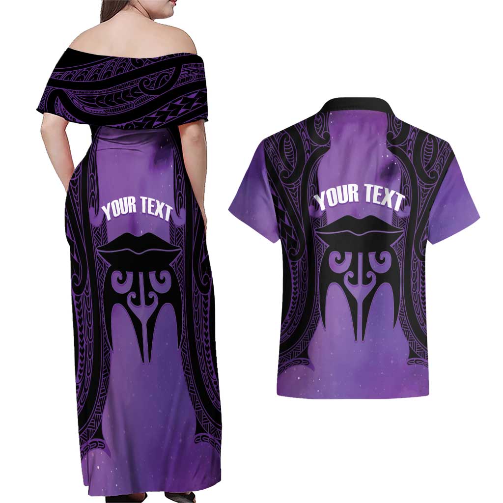 Personalised New Zealand Suffrage Day Couples Matching Off Shoulder Maxi Dress and Hawaiian Shirt Maori Tattoo Galaxy Vibe - Aussie Hoodie