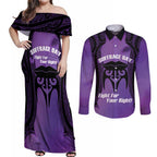 Personalised New Zealand Suffrage Day Couples Matching Off Shoulder Maxi Dress and Long Sleeve Button Shirt Maori Tattoo Galaxy Vibe - Aussie Hoodie