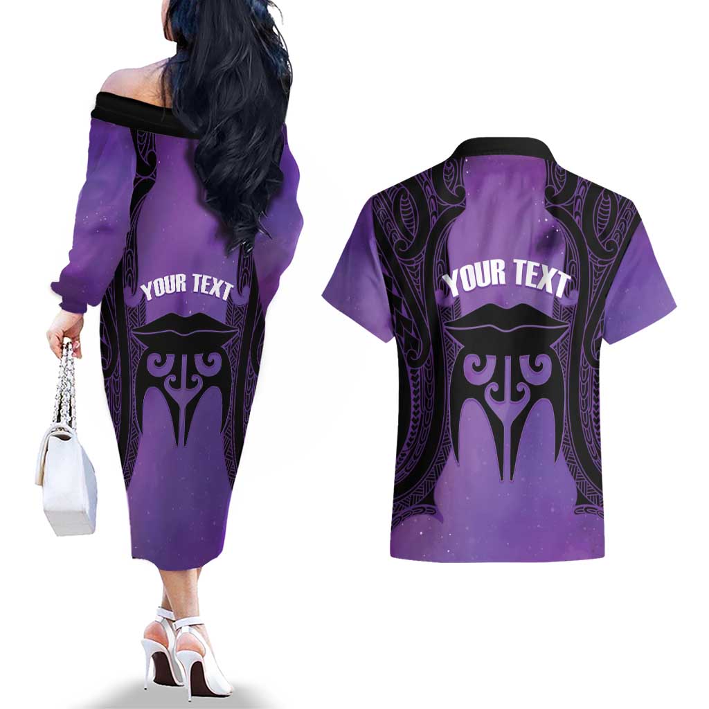 Personalised New Zealand Suffrage Day Couples Matching Off The Shoulder Long Sleeve Dress and Hawaiian Shirt Maori Tattoo Galaxy Vibe - Aussie Hoodie