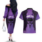 Personalised New Zealand Suffrage Day Couples Matching Off The Shoulder Long Sleeve Dress and Hawaiian Shirt Maori Tattoo Galaxy Vibe - Aussie Hoodie