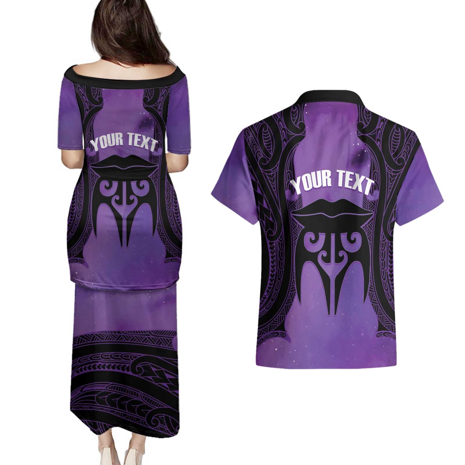 Personalised New Zealand Suffrage Day Couples Matching Puletasi and Hawaiian Shirt Maori Tattoo Galaxy Vibe - Aussie Hoodie