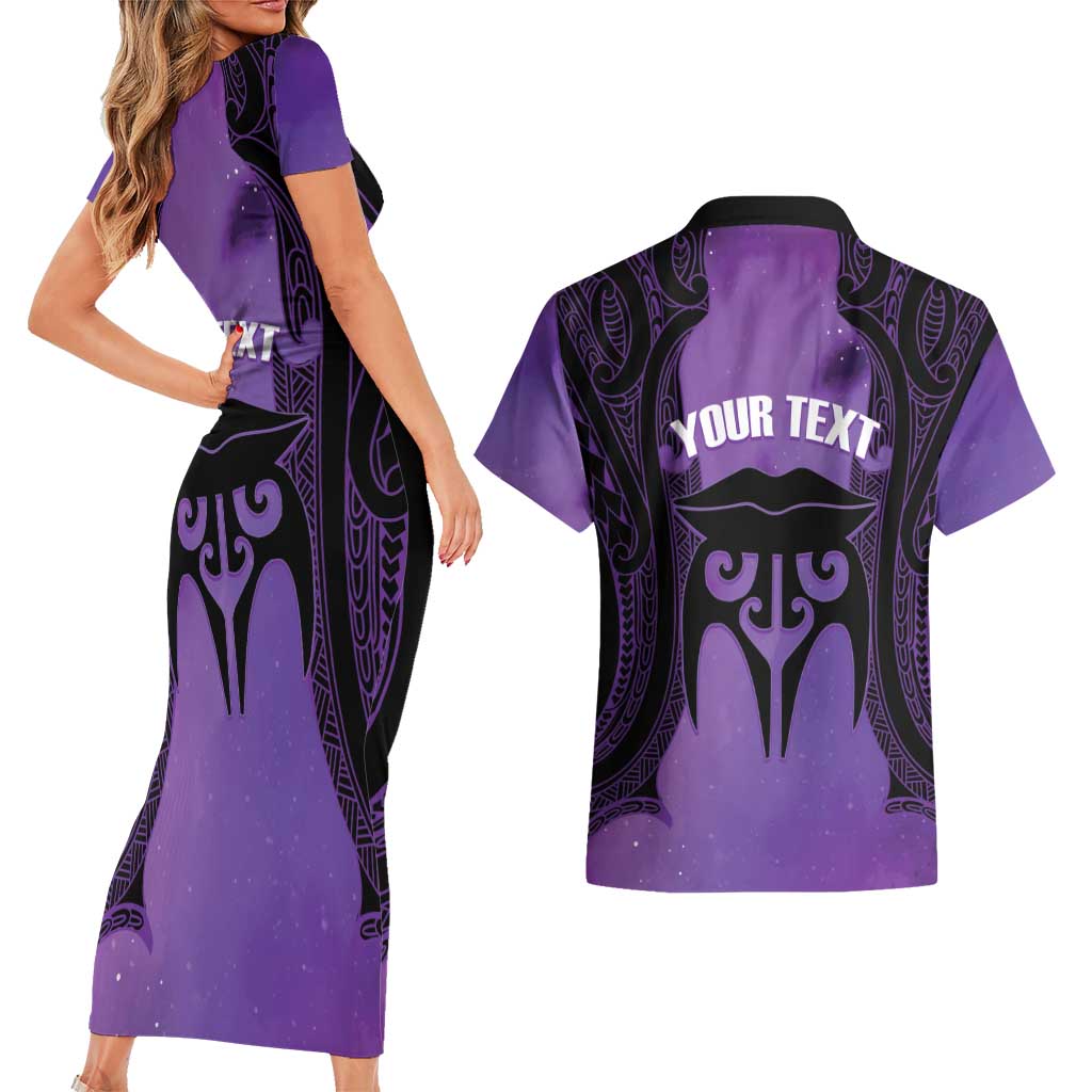 Personalised New Zealand Suffrage Day Couples Matching Short Sleeve Bodycon Dress and Hawaiian Shirt Maori Tattoo Galaxy Vibe - Aussie Hoodie