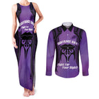 Personalised New Zealand Suffrage Day Couples Matching Tank Maxi Dress and Long Sleeve Button Shirt Maori Tattoo Galaxy Vibe - Aussie Hoodie