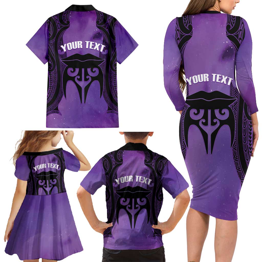 Personalised New Zealand Suffrage Day Family Matching Long Sleeve Bodycon Dress and Hawaiian Shirt Maori Tattoo Galaxy Vibe - Aussie Hoodie