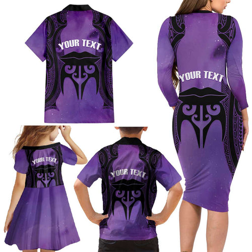 Personalised New Zealand Suffrage Day Family Matching Long Sleeve Bodycon Dress and Hawaiian Shirt Maori Tattoo Galaxy Vibe - Aussie Hoodie