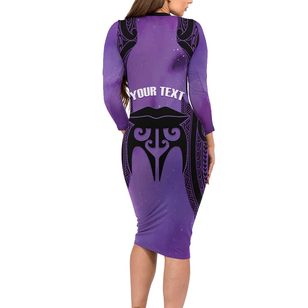 Personalised New Zealand Suffrage Day Family Matching Long Sleeve Bodycon Dress and Hawaiian Shirt Maori Tattoo Galaxy Vibe - Aussie Hoodie