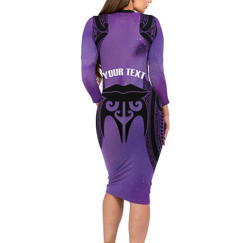 Personalised New Zealand Suffrage Day Family Matching Long Sleeve Bodycon Dress and Hawaiian Shirt Maori Tattoo Galaxy Vibe - Aussie Hoodie