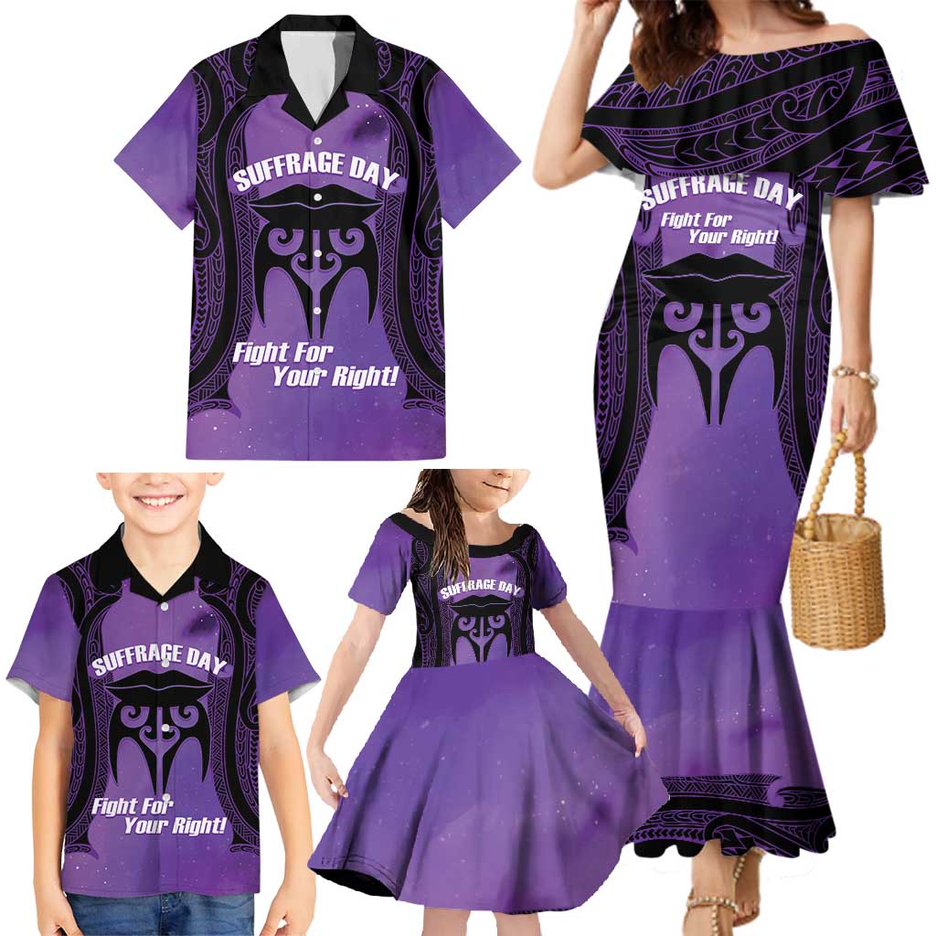 Personalised New Zealand Suffrage Day Family Matching Mermaid Dress and Hawaiian Shirt Maori Tattoo Galaxy Vibe - Aussie Hoodie