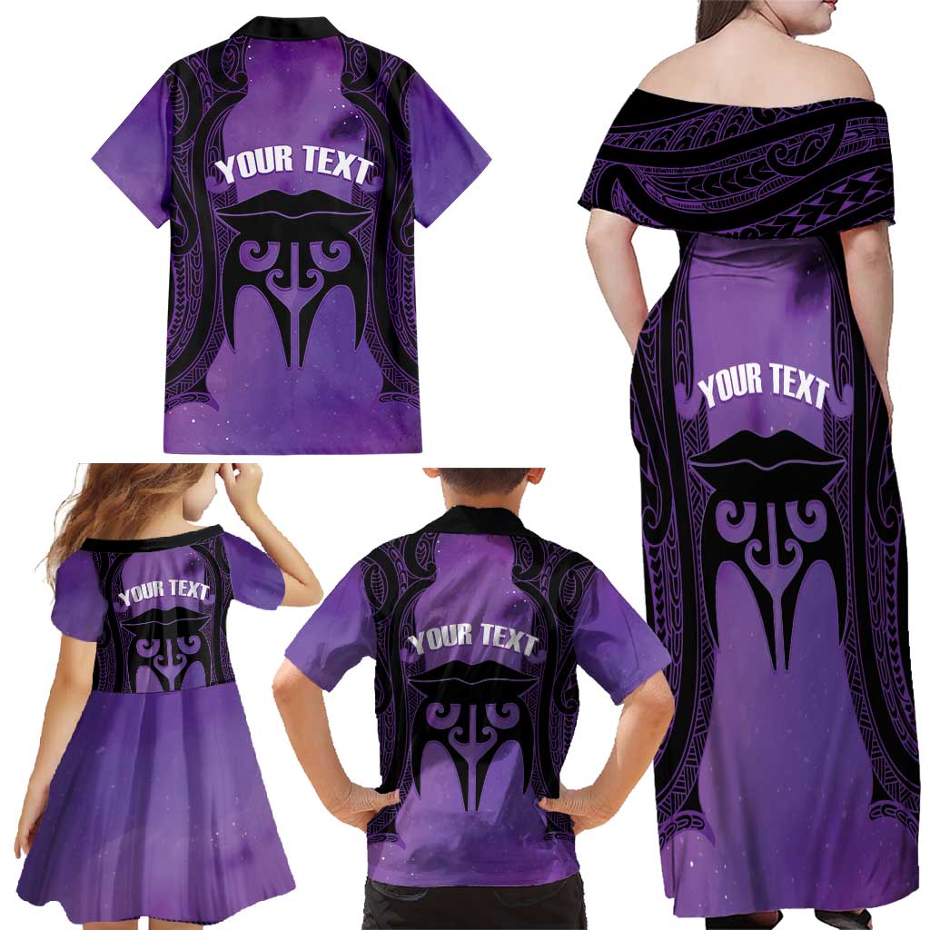 Personalised New Zealand Suffrage Day Family Matching Off Shoulder Maxi Dress and Hawaiian Shirt Maori Tattoo Galaxy Vibe - Aussie Hoodie