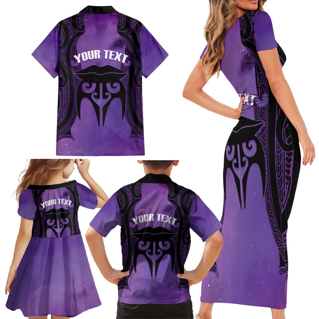Personalised New Zealand Suffrage Day Family Matching Short Sleeve Bodycon Dress and Hawaiian Shirt Maori Tattoo Galaxy Vibe - Aussie Hoodie