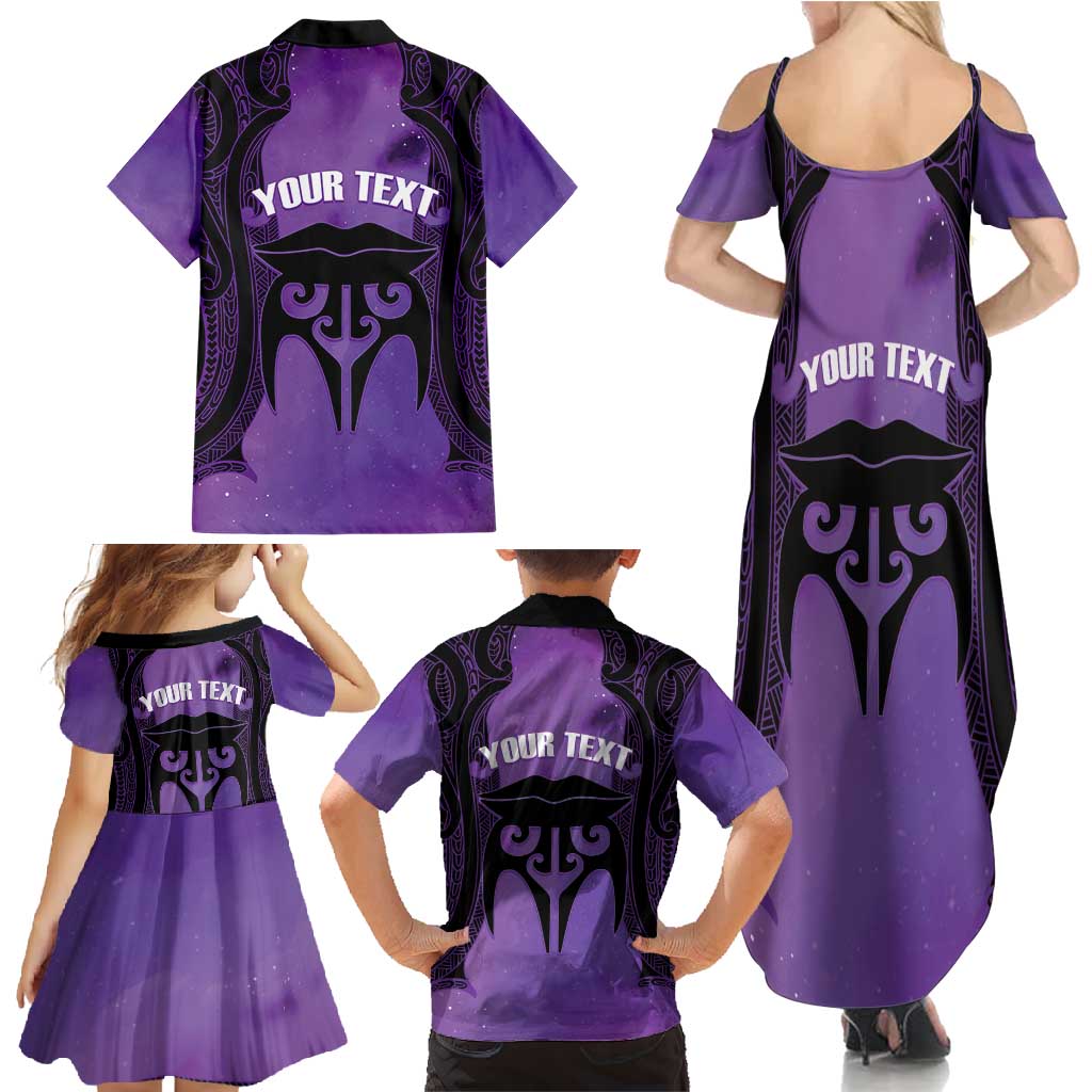 Personalised New Zealand Suffrage Day Family Matching Summer Maxi Dress and Hawaiian Shirt Maori Tattoo Galaxy Vibe - Aussie Hoodie
