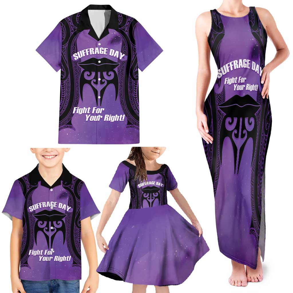 Personalised New Zealand Suffrage Day Family Matching Tank Maxi Dress and Hawaiian Shirt Maori Tattoo Galaxy Vibe - Aussie Hoodie