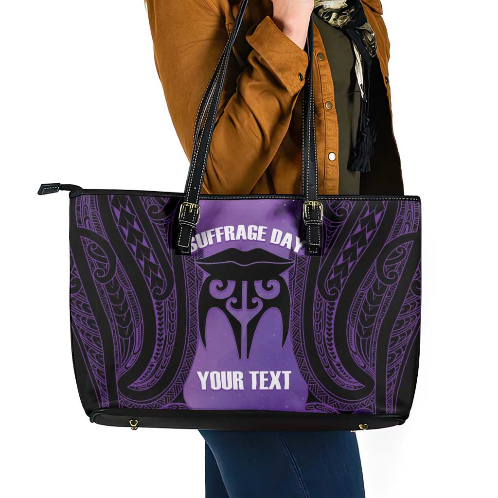 Personalised New Zealand Suffrage Day Leather Tote Bag Maori Tattoo Galaxy Vibe - Aussie Hoodie