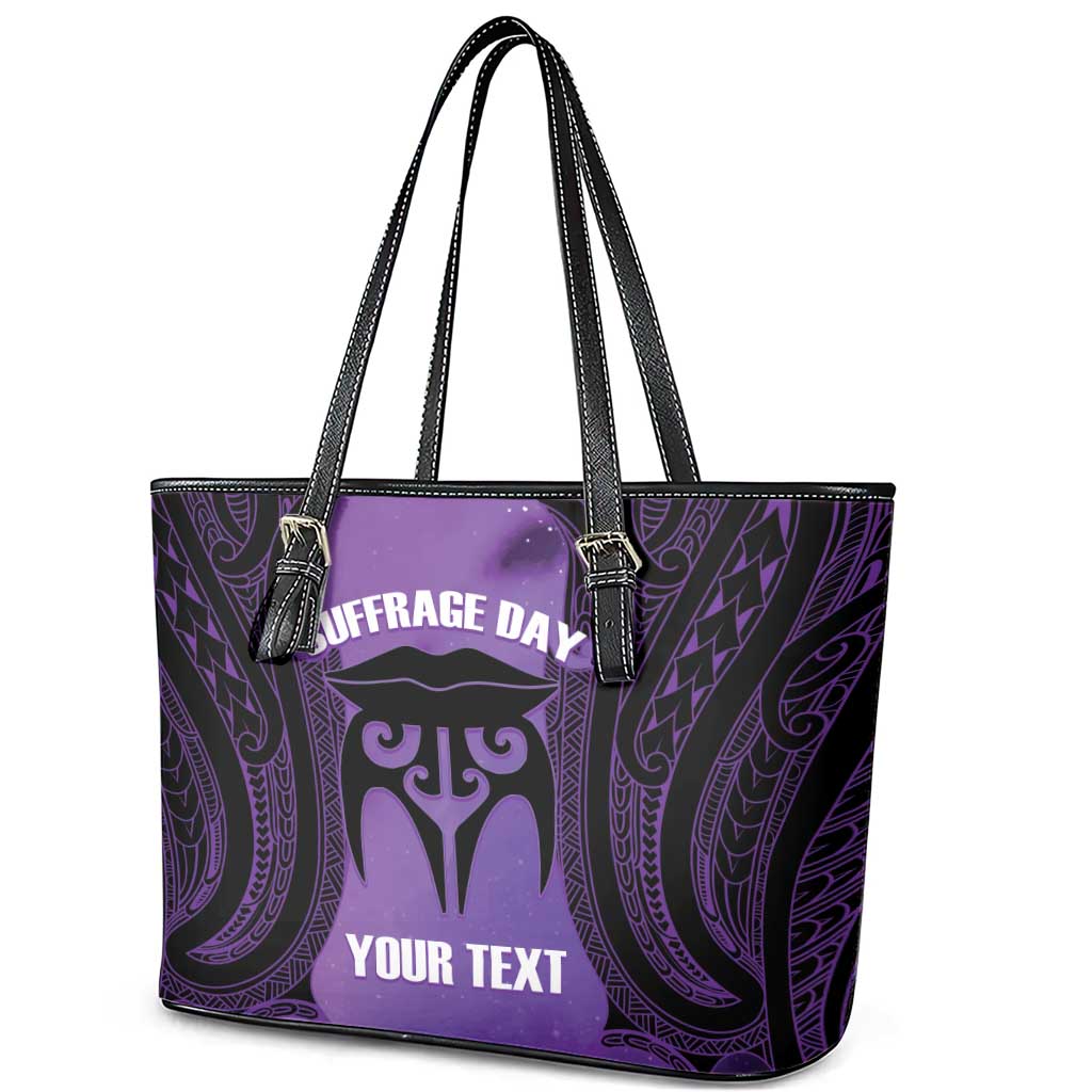 Personalised New Zealand Suffrage Day Leather Tote Bag Maori Tattoo Galaxy Vibe - Aussie Hoodie