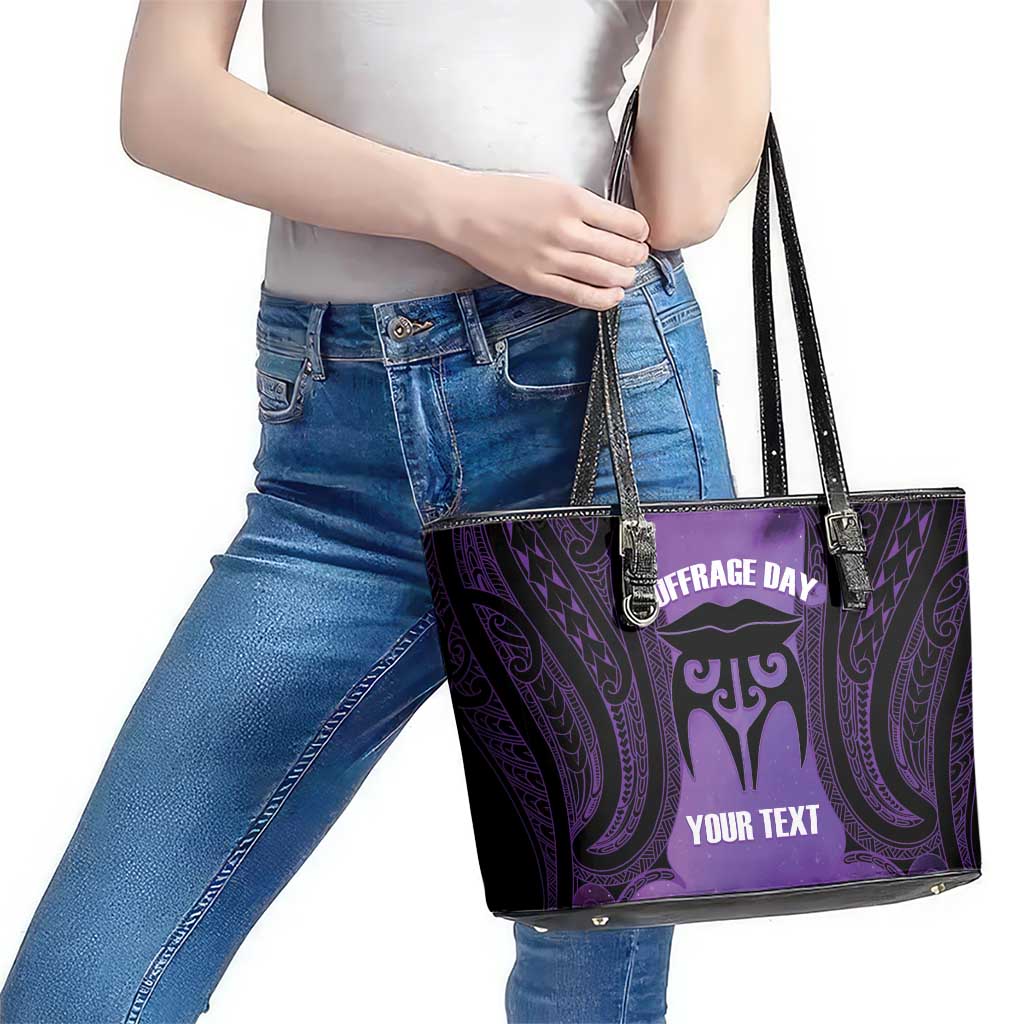 Personalised New Zealand Suffrage Day Leather Tote Bag Maori Tattoo Galaxy Vibe - Aussie Hoodie