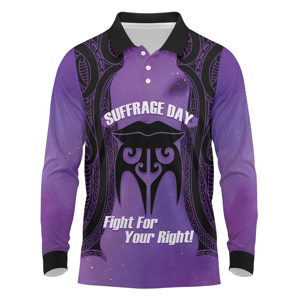 Personalised New Zealand Suffrage Day Long Sleeve Polo Shirt Maori Tattoo Galaxy Vibe - Aussie Hoodie