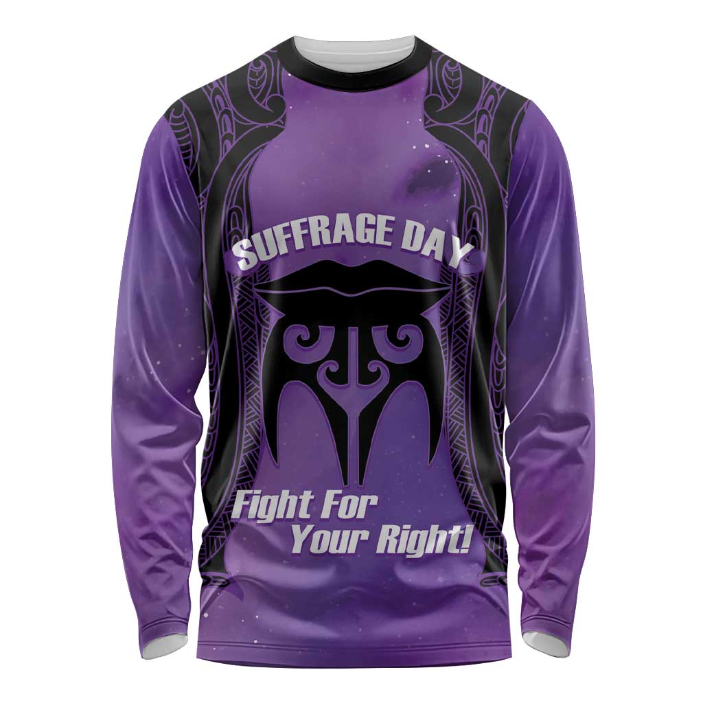 Personalised New Zealand Suffrage Day Long Sleeve Shirt Maori Tattoo Galaxy Vibe - Aussie Hoodie