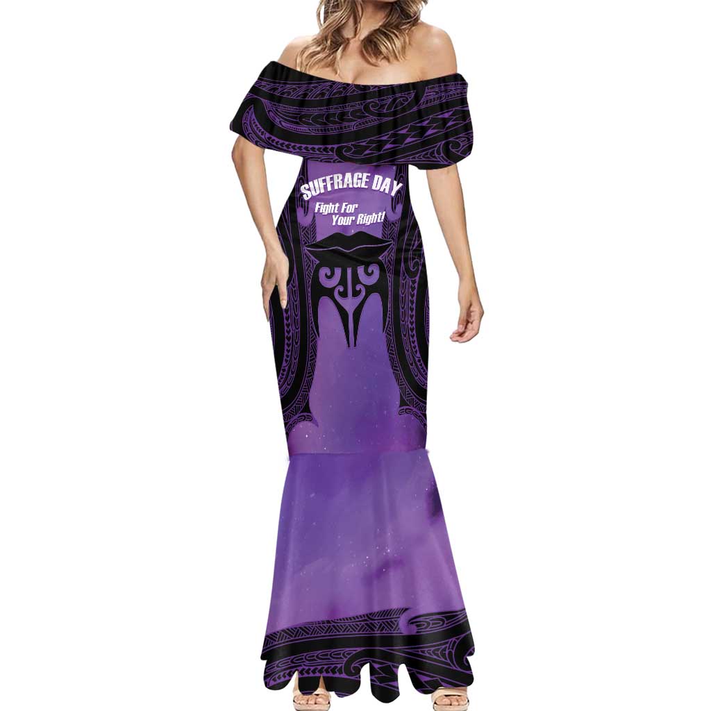 Personalised New Zealand Suffrage Day Mermaid Dress Maori Tattoo Galaxy Vibe - Aussie Hoodie