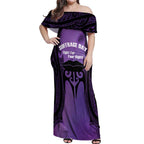 Personalised New Zealand Suffrage Day Off Shoulder Maxi Dress Maori Tattoo Galaxy Vibe - Aussie Hoodie