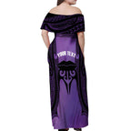 Personalised New Zealand Suffrage Day Off Shoulder Maxi Dress Maori Tattoo Galaxy Vibe - Aussie Hoodie