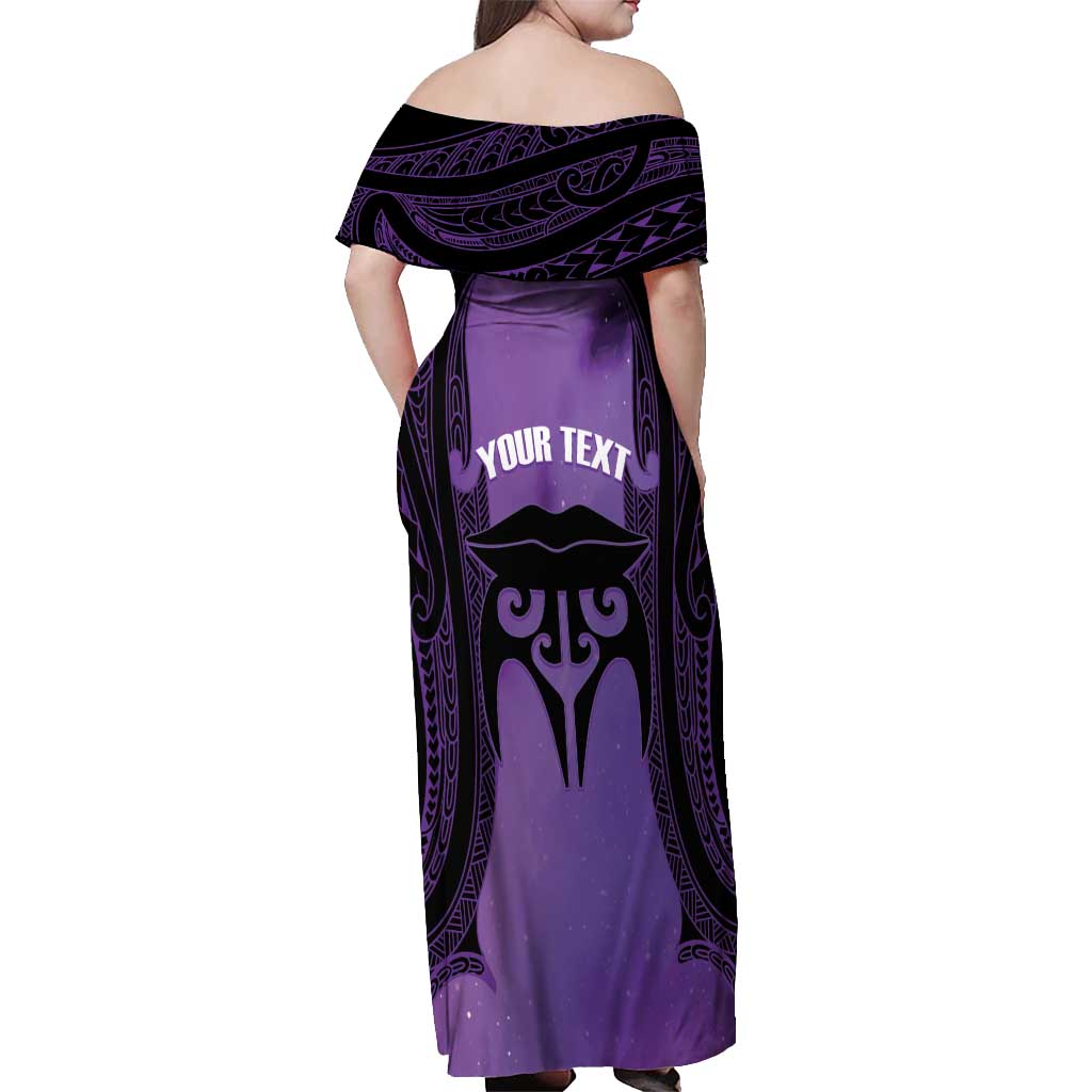 Personalised New Zealand Suffrage Day Off Shoulder Maxi Dress Maori Tattoo Galaxy Vibe - Aussie Hoodie