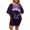 Personalised New Zealand Suffrage Day Off Shoulder Short Dress Maori Tattoo Galaxy Vibe - Aussie Hoodie