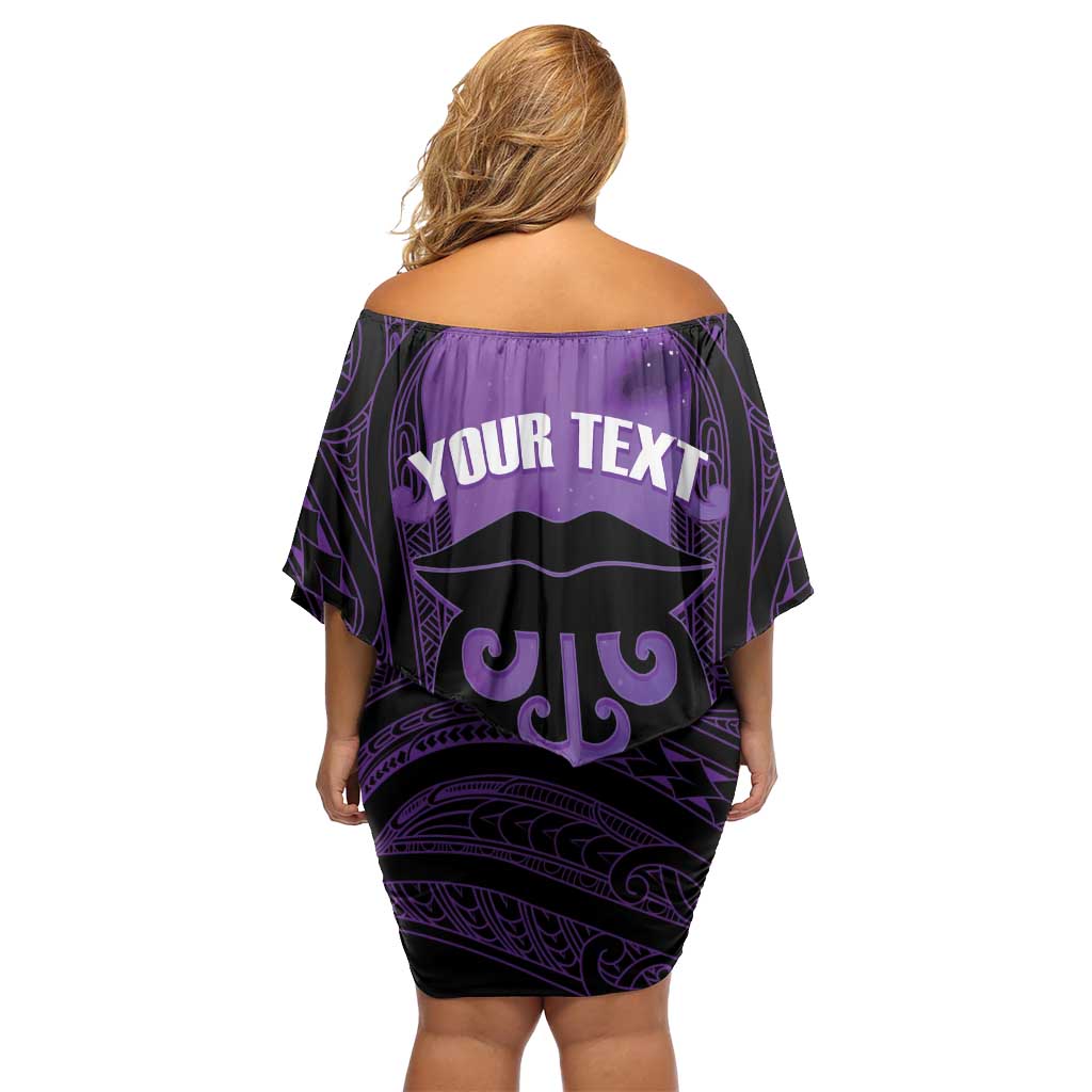 Personalised New Zealand Suffrage Day Off Shoulder Short Dress Maori Tattoo Galaxy Vibe - Aussie Hoodie