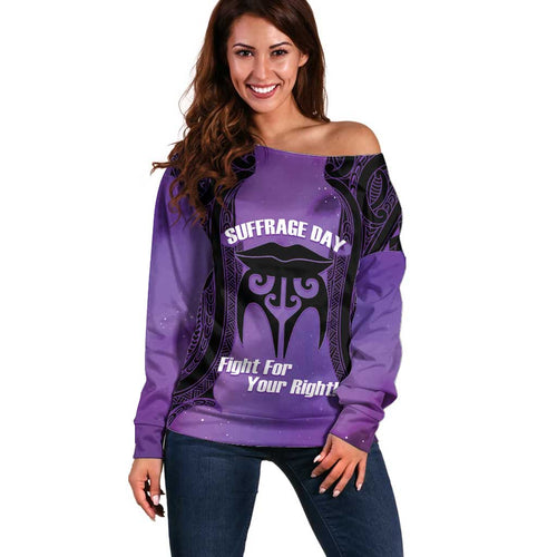 Personalised New Zealand Suffrage Day Off Shoulder Sweater Maori Tattoo Galaxy Vibe - Aussie Hoodie