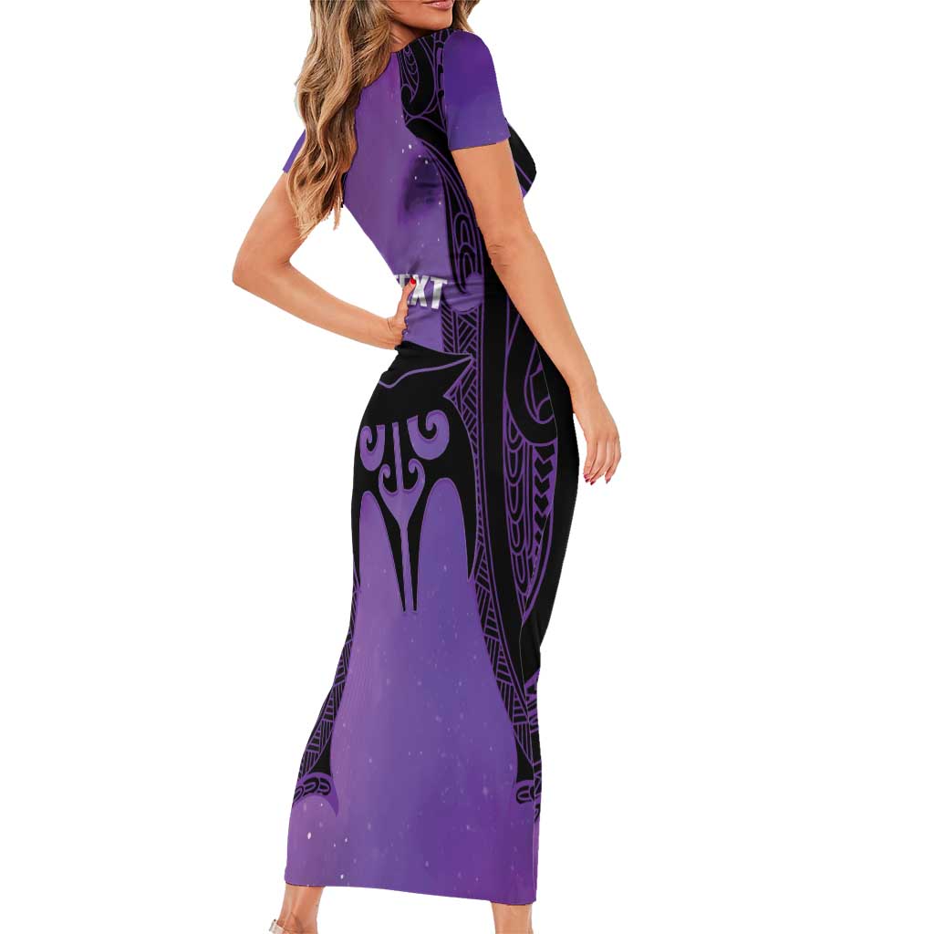 Personalised New Zealand Suffrage Day Short Sleeve Bodycon Dress Maori Tattoo Galaxy Vibe - Aussie Hoodie