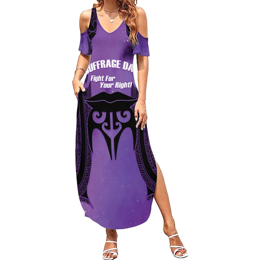 Personalised New Zealand Suffrage Day Summer Maxi Dress Maori Tattoo Galaxy Vibe - Aussie Hoodie
