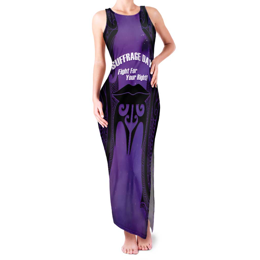 Personalised New Zealand Suffrage Day Tank Maxi Dress Maori Tattoo Galaxy Vibe - Aussie Hoodie