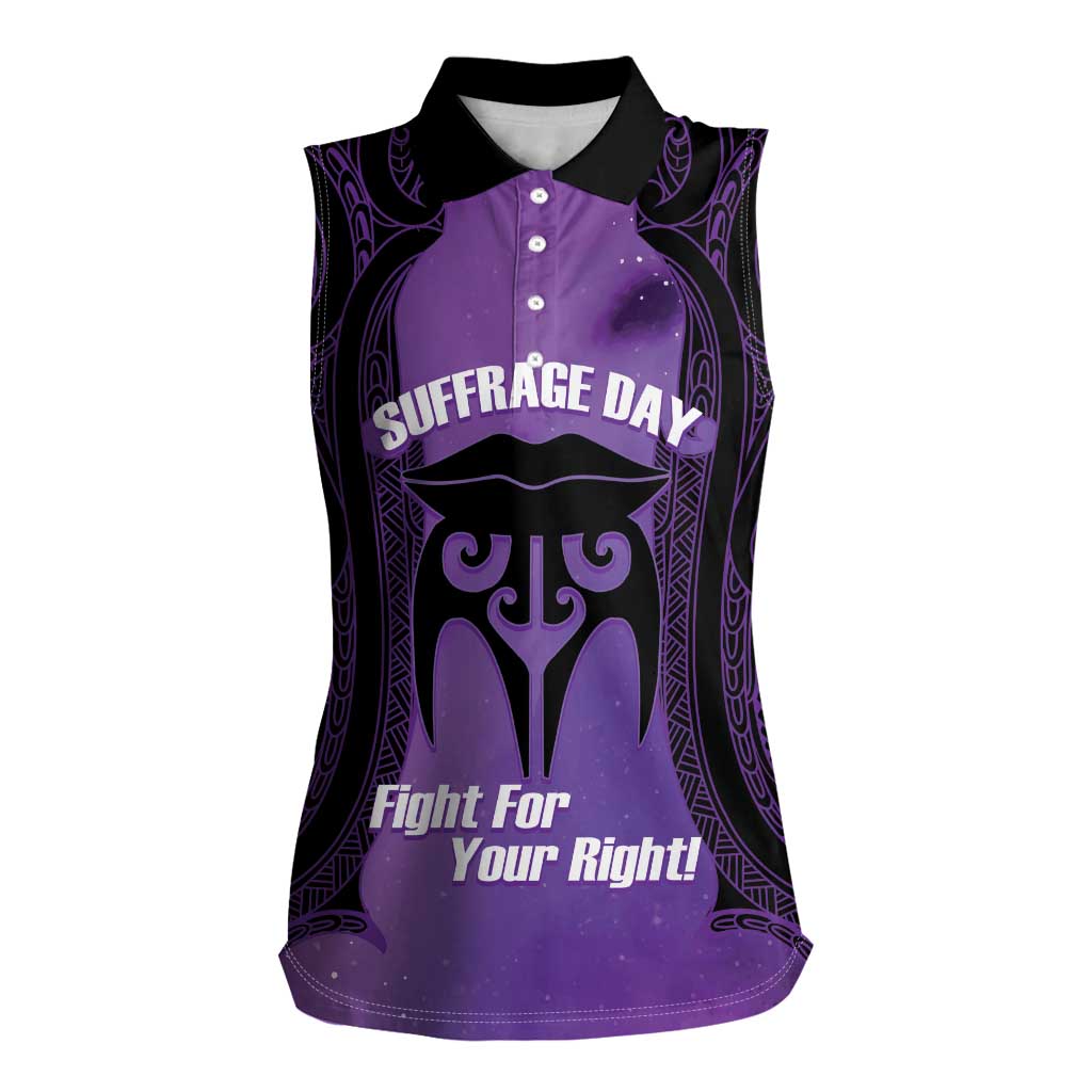 Personalised New Zealand Suffrage Day Women Sleeveless Polo Shirt Maori Tattoo Galaxy Vibe - Aussie Hoodie