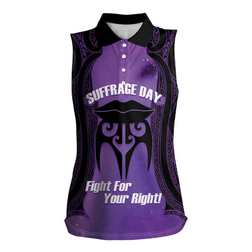Personalised New Zealand Suffrage Day Women Sleeveless Polo Shirt Maori Tattoo Galaxy Vibe - Aussie Hoodie