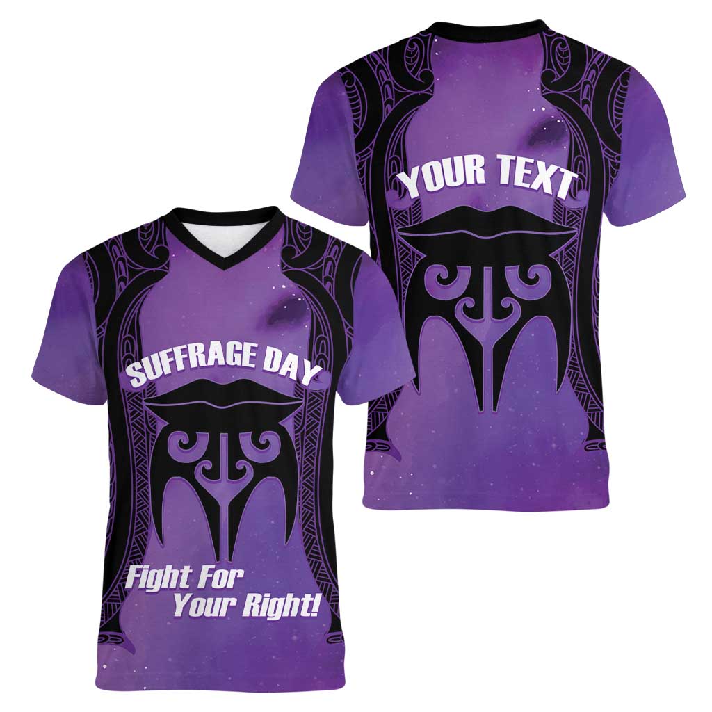 Personalised New Zealand Suffrage Day Women V-Neck T-Shirt Maori Tattoo Galaxy Vibe - Aussie Hoodie