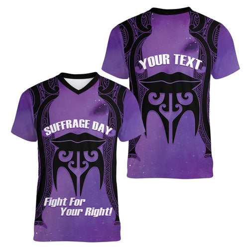 Personalised New Zealand Suffrage Day Women V-Neck T-Shirt Maori Tattoo Galaxy Vibe - Aussie Hoodie