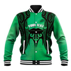 Personalised Moko Kauae New Zealand Baseball Jacket Maori Chin Tattoo Green - Aussie Hoodie