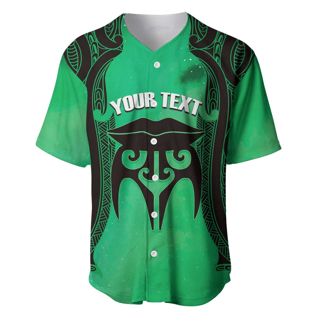 Personalised Moko Kauae New Zealand Baseball Jersey Maori Chin Tattoo Green - Aussie Hoodie