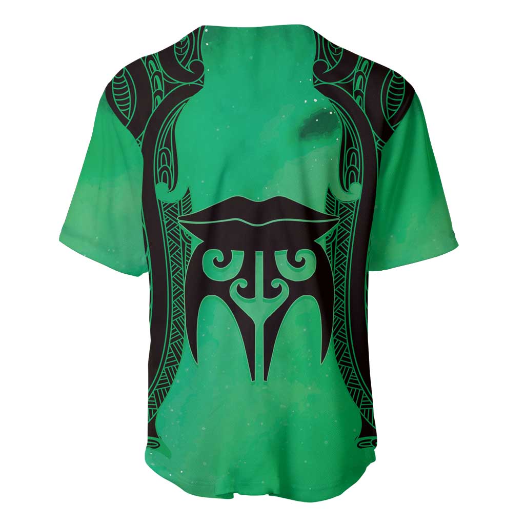 Personalised Moko Kauae New Zealand Baseball Jersey Maori Chin Tattoo Green - Aussie Hoodie