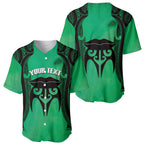 Personalised Moko Kauae New Zealand Baseball Jersey Maori Chin Tattoo Green - Aussie Hoodie
