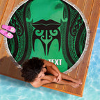 Personalised Moko Kauae New Zealand Beach Blanket Maori Chin Tattoo Green - Aussie Hoodie